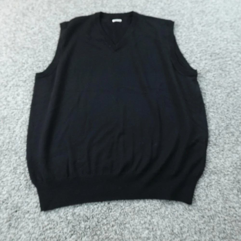 Peter Millar Sweater Vest Mens L Black Merino Wool V Neck Knit Pullover Soft Top